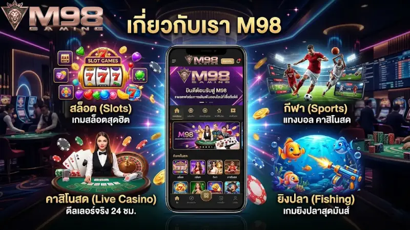 เกี่ยวกับเรา M98 อาณาจักรความบันเทิงและนวัตกรรมเกมออนไลน์อันดับ 1 ในเอเชีย 2026